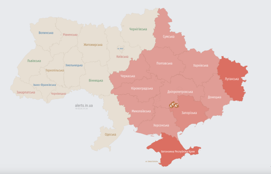 В ряде регионов воздушная тревога из-за угрозы баллистики